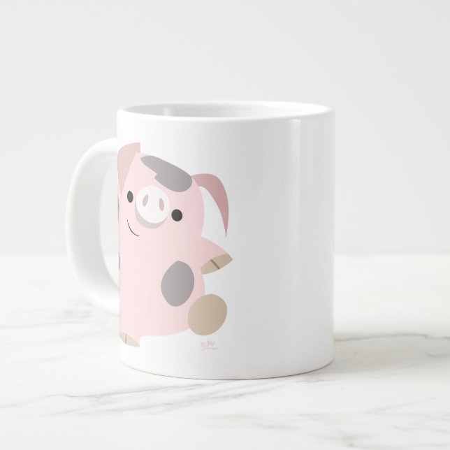 Cute Cartoon Dancing Pig Jumbo Mug (Front Left)