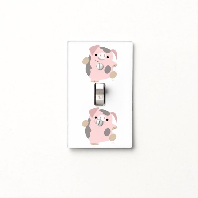 Cute Cartoon Dancing Pig Light Switch Cover (In Situ)