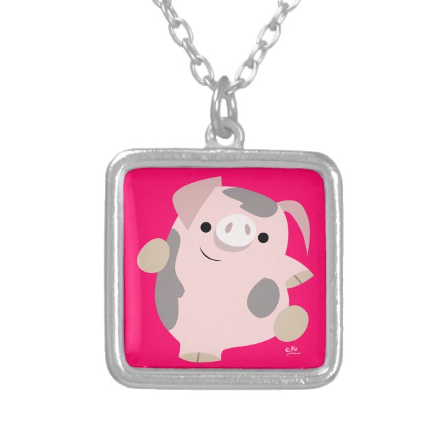Cute Cartoon Dancing Pig Necklace (Front)