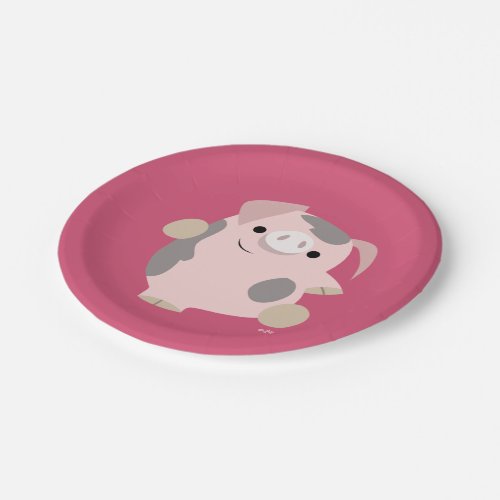 Cute Cartoon Dancing Pig Paper Plates