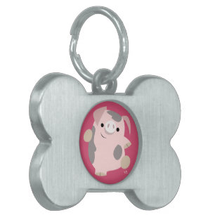 Cute Cartoon Dancing Pig Pet Tag