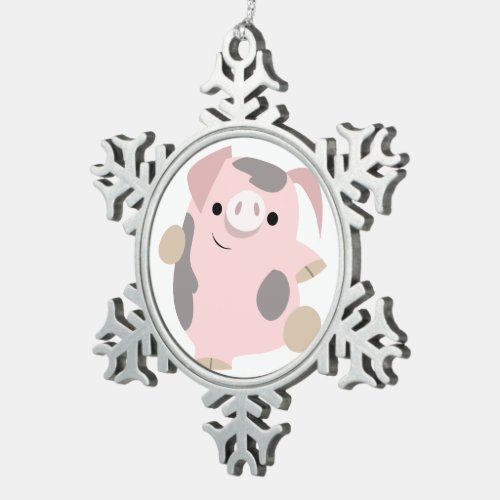 Cute Cartoon Dancing Pig Pewter Ornament