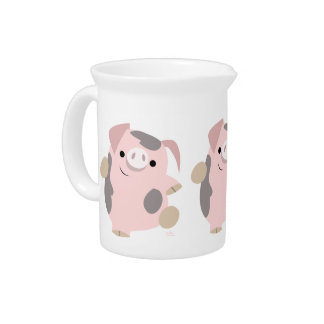 Cute Cartoon Dancing Pig Pitcher
