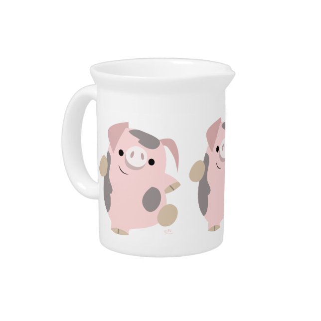 Cute Cartoon Dancing Pig Pitcher (Left)