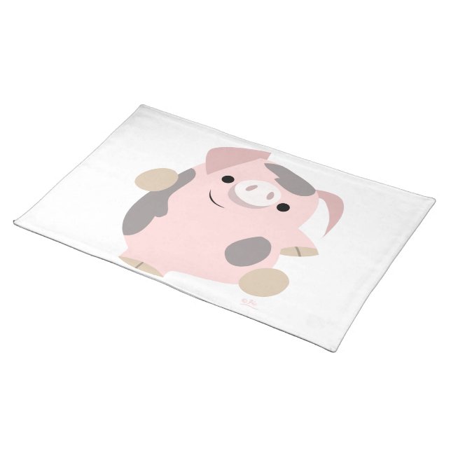 Cute Cartoon Dancing Pig Placemat (On Table)