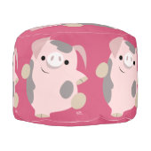 Cute Cartoon Dancing Pig Round Pouf (Right)