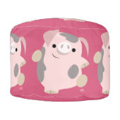 Cute Cartoon Dancing Pig Round Pouf (Front)