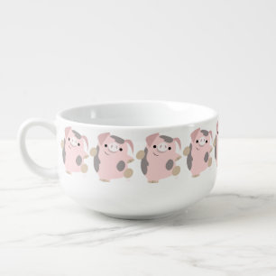 Cute Cartoon Dancing Pig Soup Mug