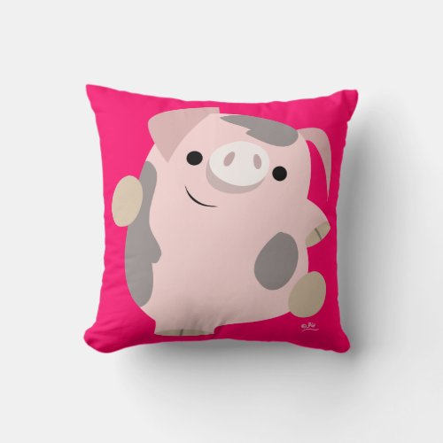 Cute Cartoon Dancing Pig Throw Pillow