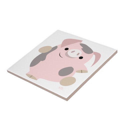 Cute Cartoon Dancing Pig Tile