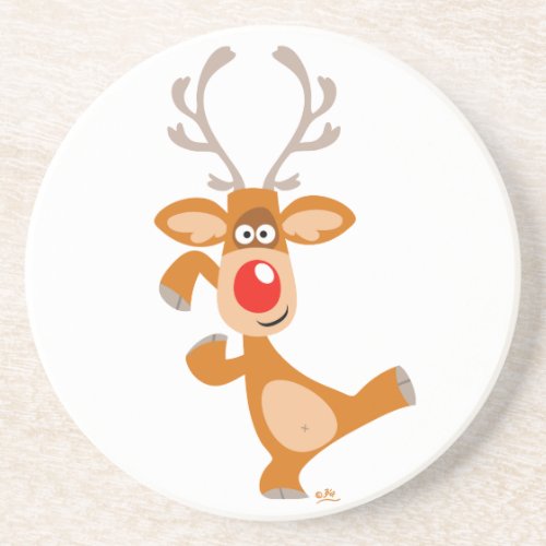 Cute Cartoon Dancing Reindeer Coaster