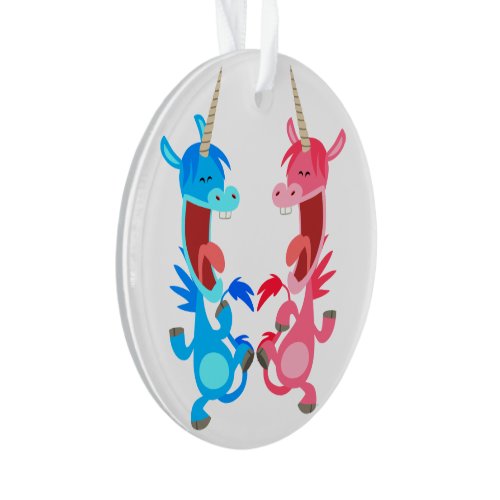 Cute Cartoon Dancing Unicorns Acrylic Ornament