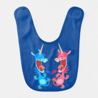 Cute Cartoon Dancing Unicorns Baby Bib