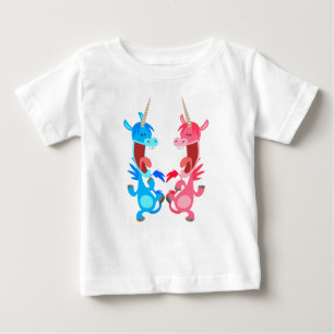 Cute Cartoon Dancing Unicorns Baby T-Shirt