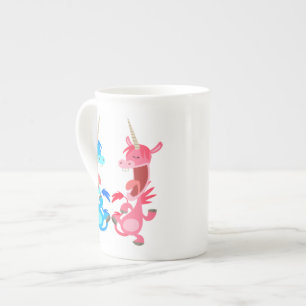 Cute Cartoon Dancing Unicorns Bone China Mug