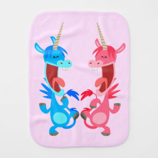 Cute Cartoon Dancing Unicorns Burp Cloth