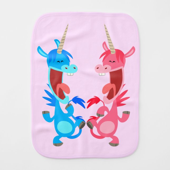 Cute Cartoon Dancing Unicorns Burp Cloth (Front)