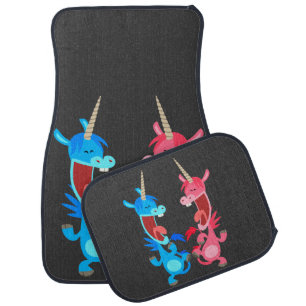Cute Cartoon Dancing Unicorns Car Mats