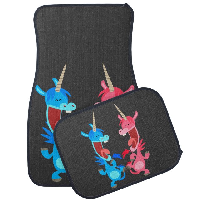 Cute Cartoon Dancing Unicorns Car Mats (Set)