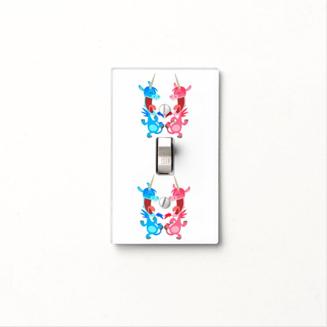 Cute Cartoon Dancing Unicorns Light Switch Cover (In Situ)
