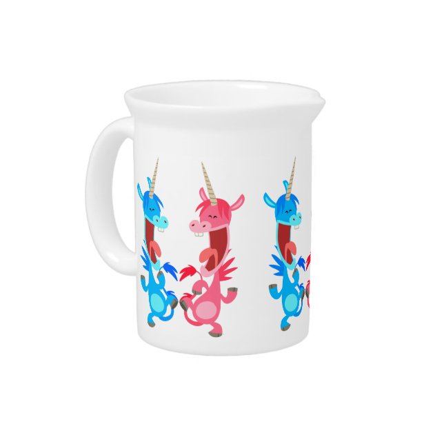 Cute Cartoon Dancing Unicorns Pitcher (Left)