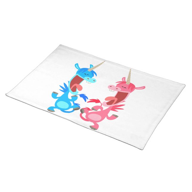 Cute Cartoon Dancing Unicorns Place Mat (On Table)