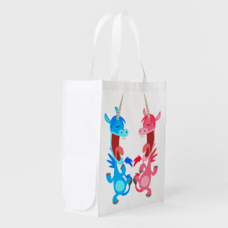 Cute Cartoon Dancing Unicorns Reusable Bag