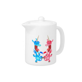 Cute Cartoon Dancing Unicorns Teapot