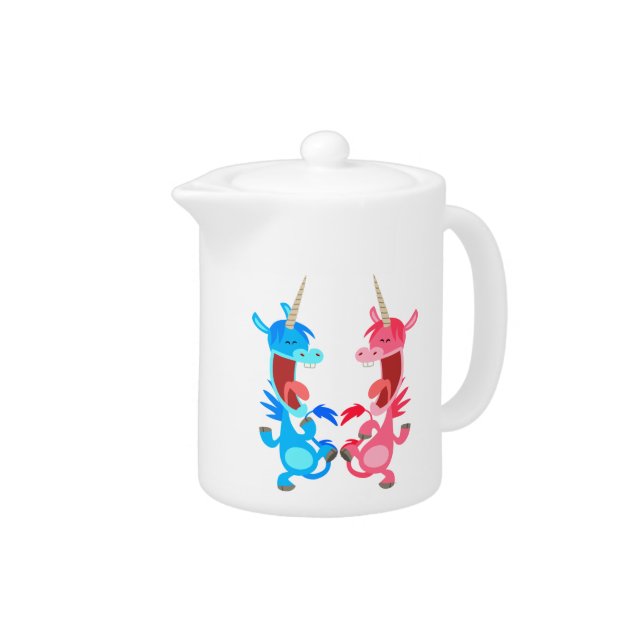 Cute Cartoon Dancing Unicorns Teapot (Right)
