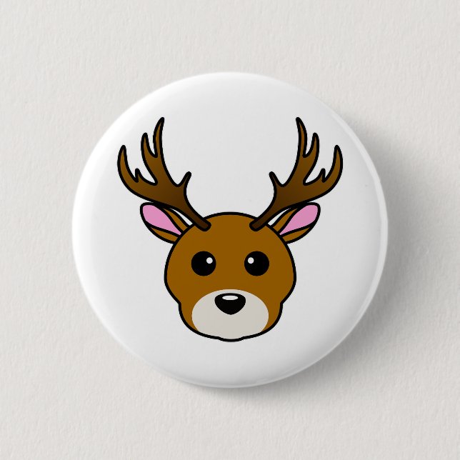Cute Cartoon Deer Button (Front)