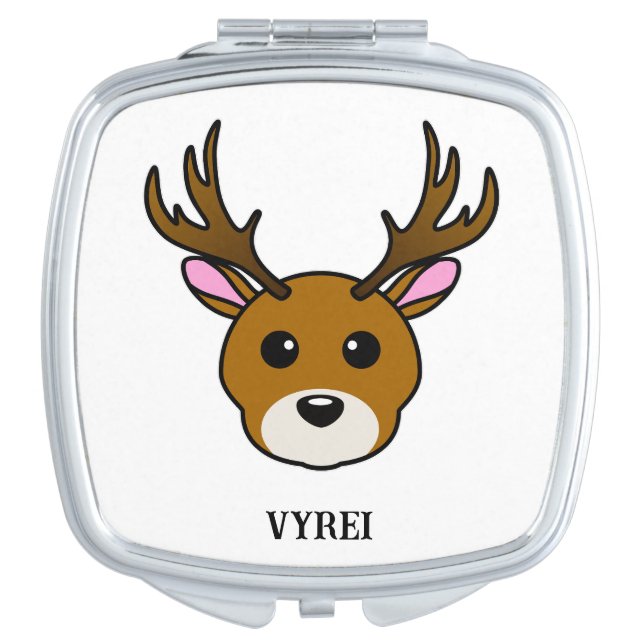 Cute Cartoon Deer Compact Mirror (Front)