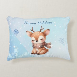 Cute Cartoon Deer in Snow