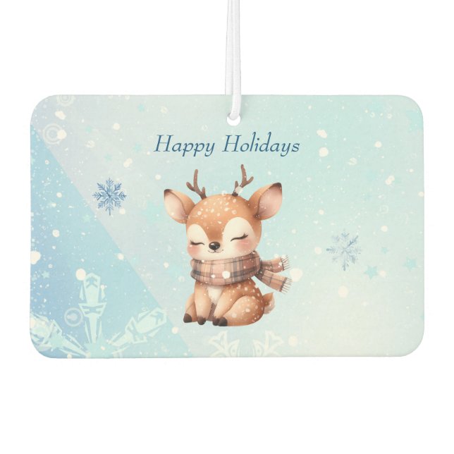 Cute Cartoon Deer in Snow Air Freshener (Front)