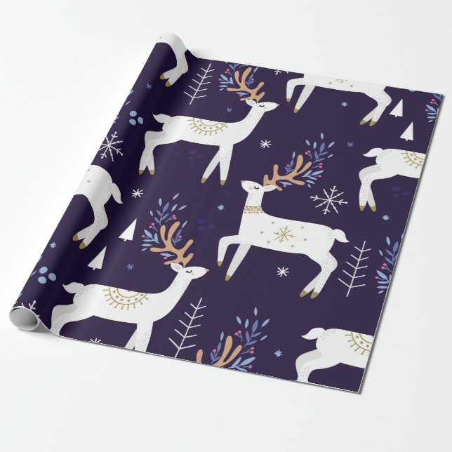 Cute cartoon deer seamless pattern, nursery backgr wrapping paper (Unrolled)