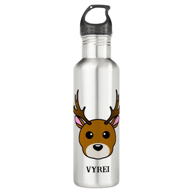 Cute Cartoon Deer Stainless Steel Water Bottle (Front)