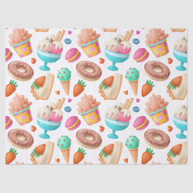 Cute Cartoon Desserts Decoupage Tissue Paper (Front)