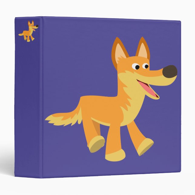Cute Cartoon Dingo 3 Ring Binder (Front/Spine)