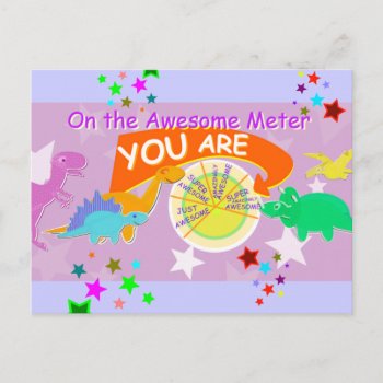 Cute Cartoon Dinos On The Awesome Meter You Are Postcard by dinoshop at Zazzle