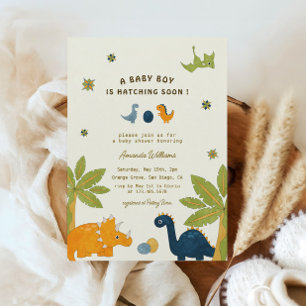 Cute Cartoon Dinosaur Baby Shower Invitation