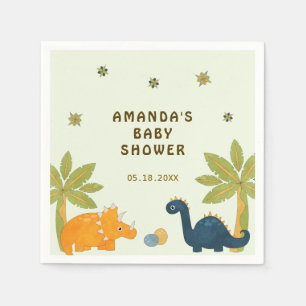 Cute Cartoon Dinosaur Baby Shower Napkins