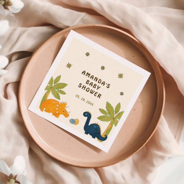 Cute Cartoon Dinosaur Baby Shower  Napkins (Creator Uploaded)