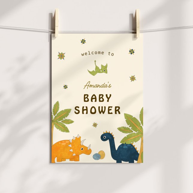 Cute Cartoon Dinosaur Baby Shower  Poster (Creator Uploaded)