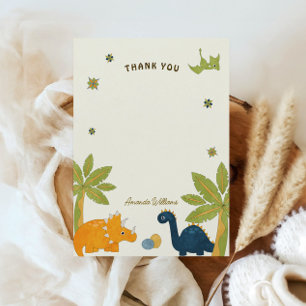 Cute Cartoon Dinosaur Baby Shower  Thank You Card