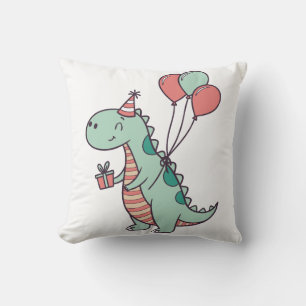 Cute Cartoon Dinosaur Birthday Design Throw Pillow