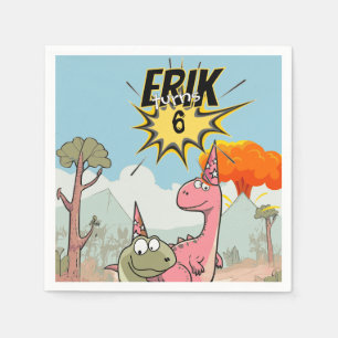 Cute Cartoon Dinosaur Birthday  Napkins