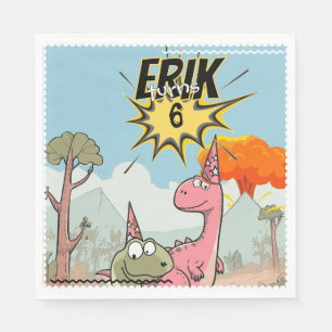 Cute Cartoon Dinosaur Birthday Napkins