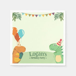 Cute Cartoon Dinosaur Birthday Party Napkins