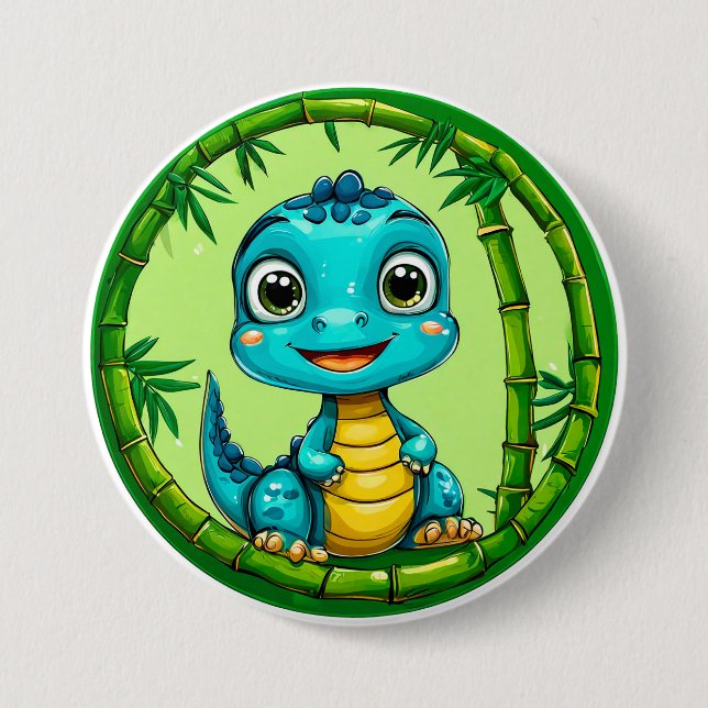 Cute cartoon dinosaur button (Front)