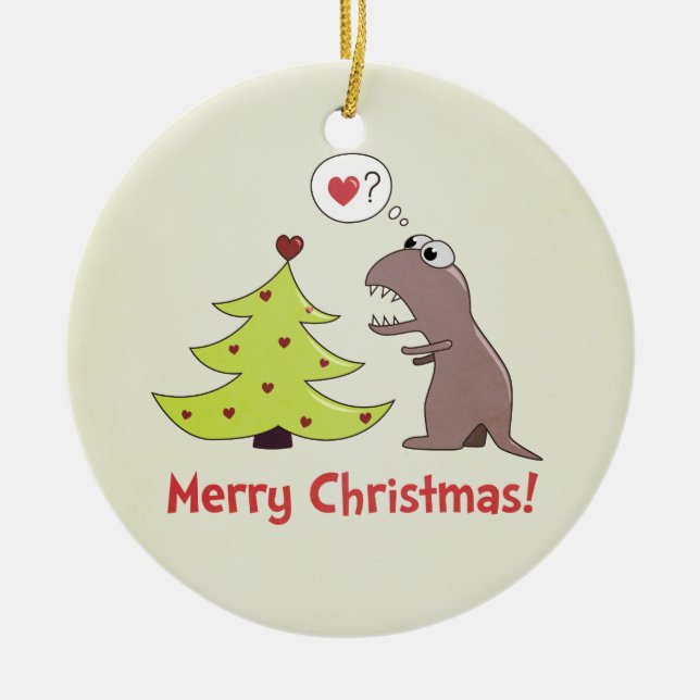 Cute Cartoon Dinosaur Ceramic Ornament (Front)