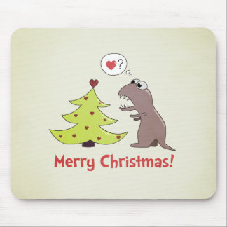 Cute Cartoon Dinosaur Christmas Mouse Pad